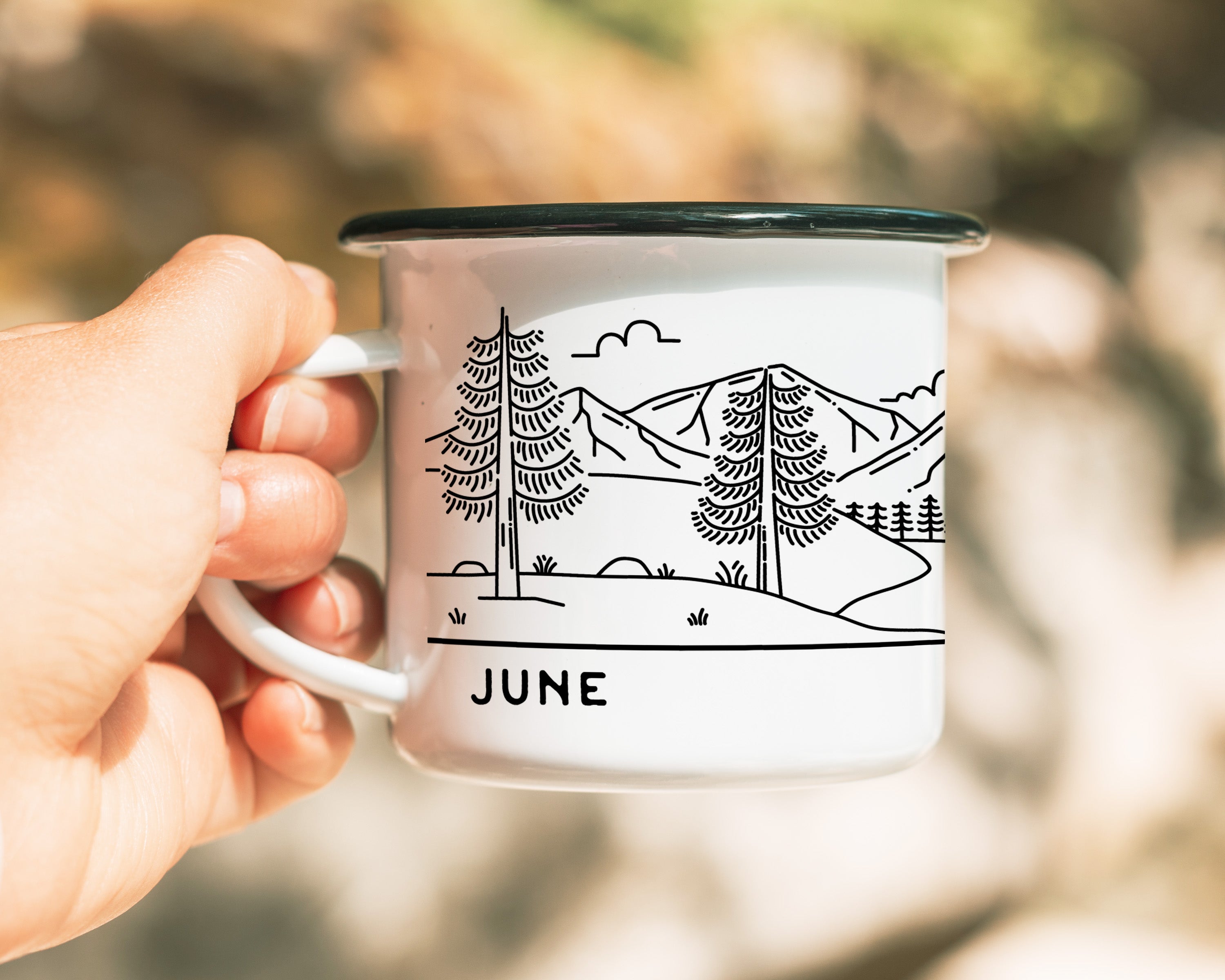 Mountain Lake Camp Bachelorette Enamel Mug