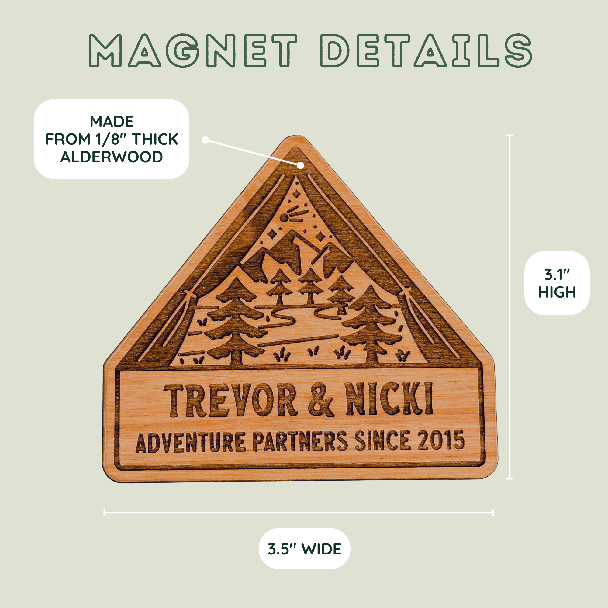 Tent Camping Adventure Partners Wood Magnet