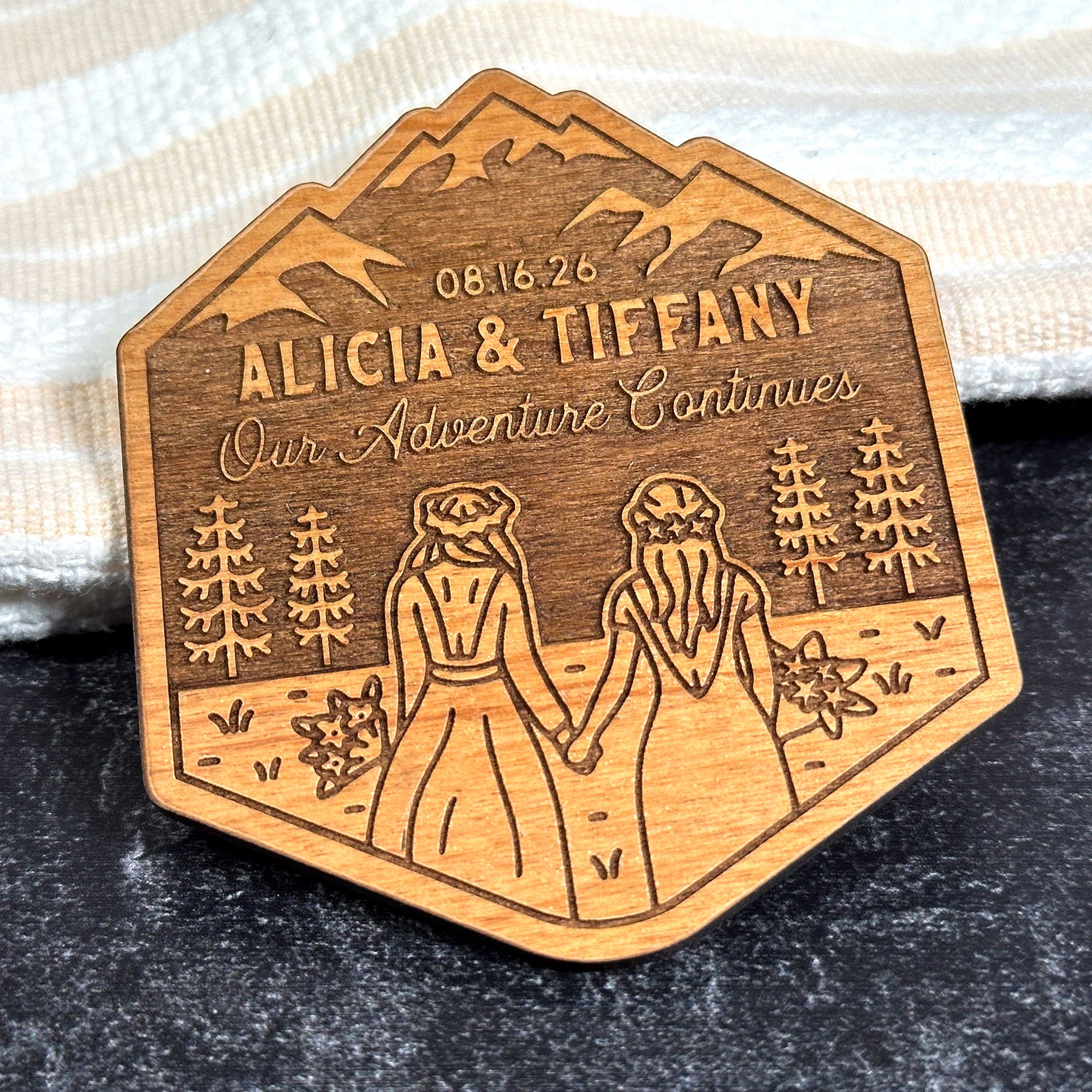 Mountain Bride & Bride Wood Magnet