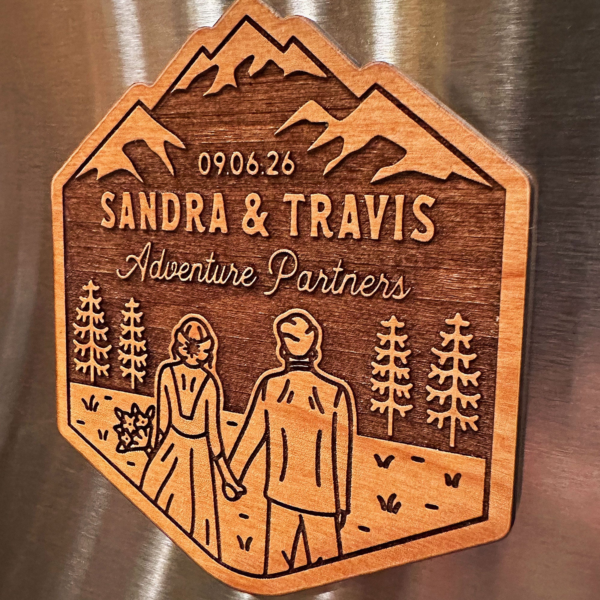 Mountain Bride & Groom Wood Magnet Magnets - Modish Outdoors