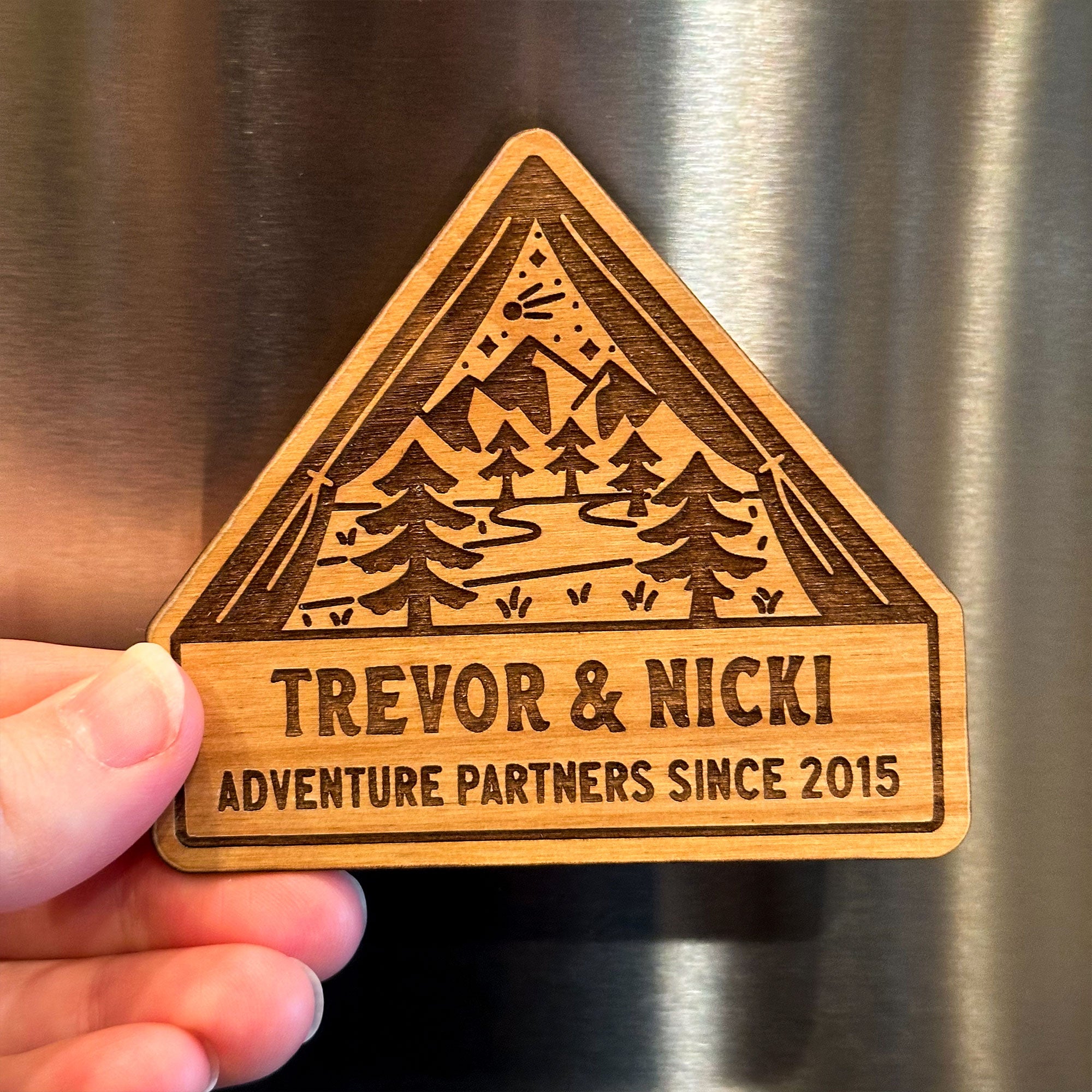 Tent Camping Adventure Partners Wood Magnet