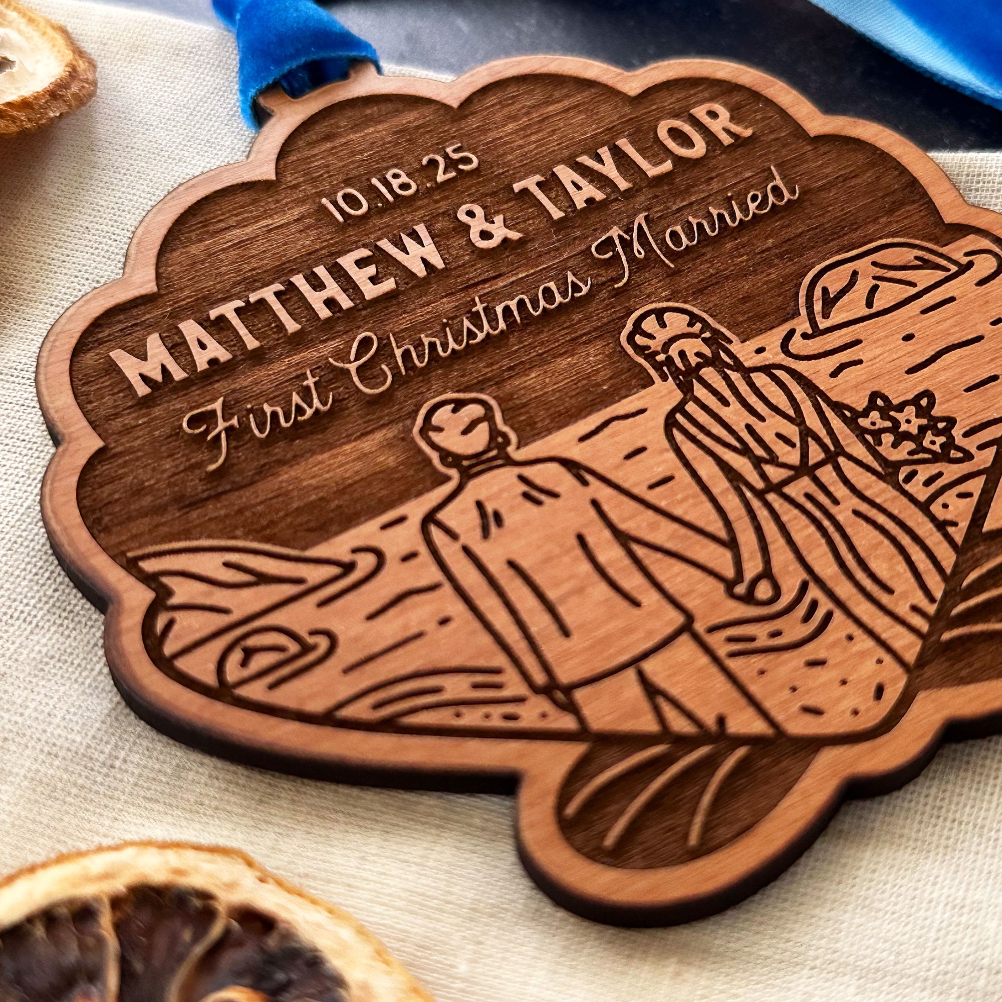 Beach Wedding Couple Wood Ornament Ornaments - Modish Outdoors