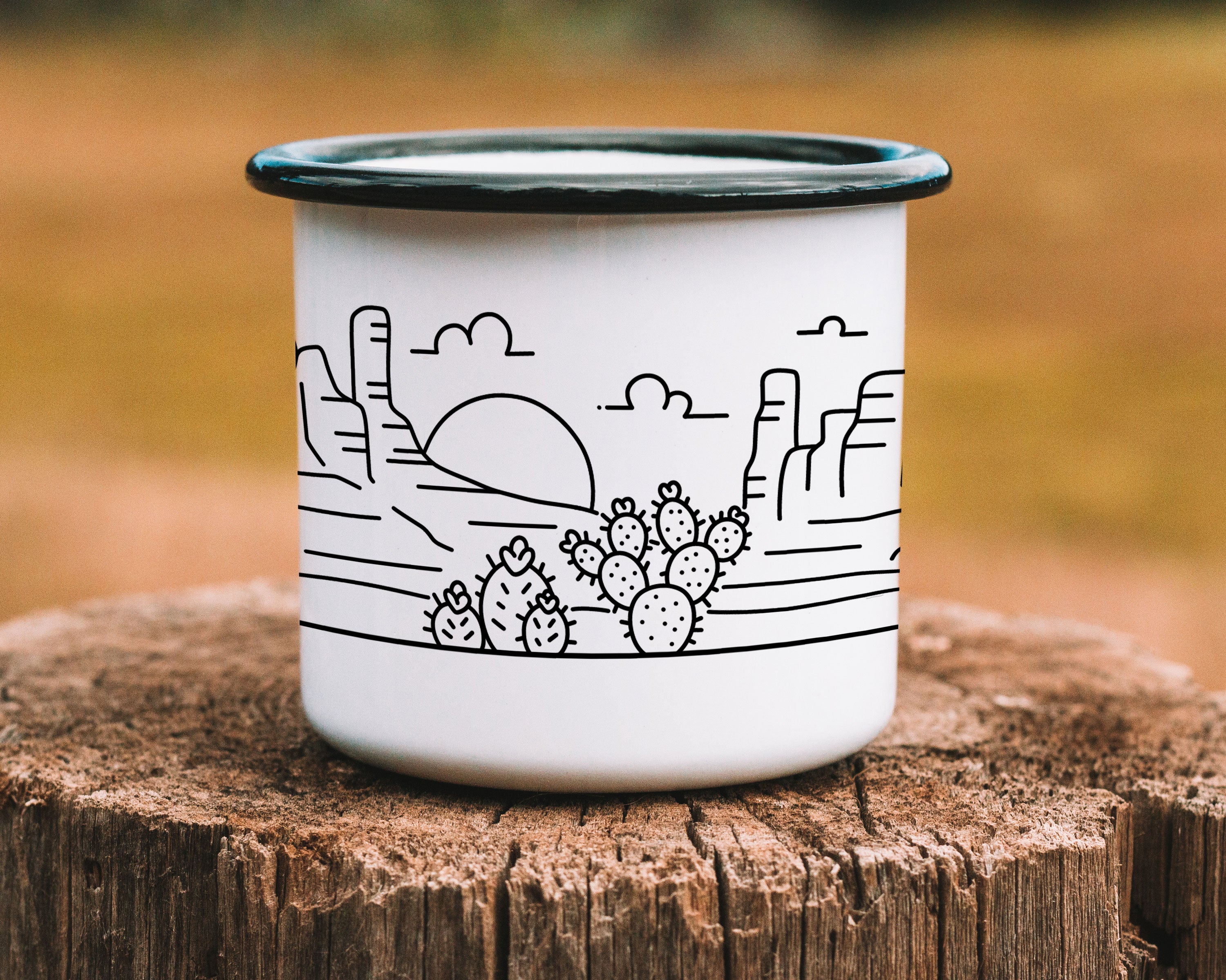 Bride & Groom Desert Wedding Enamel Camp Mug