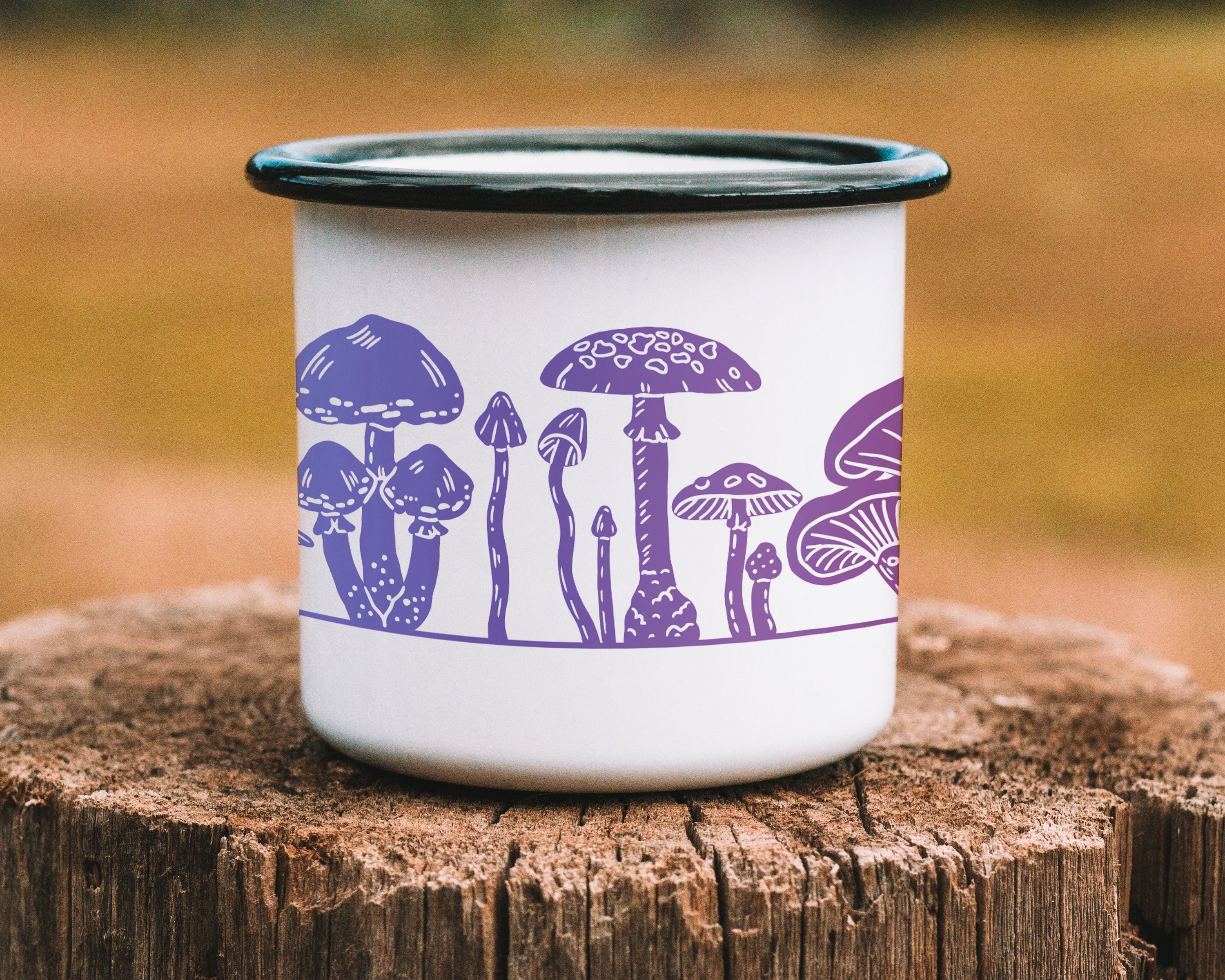 Purple Mushrooms Personalized Camp Mug