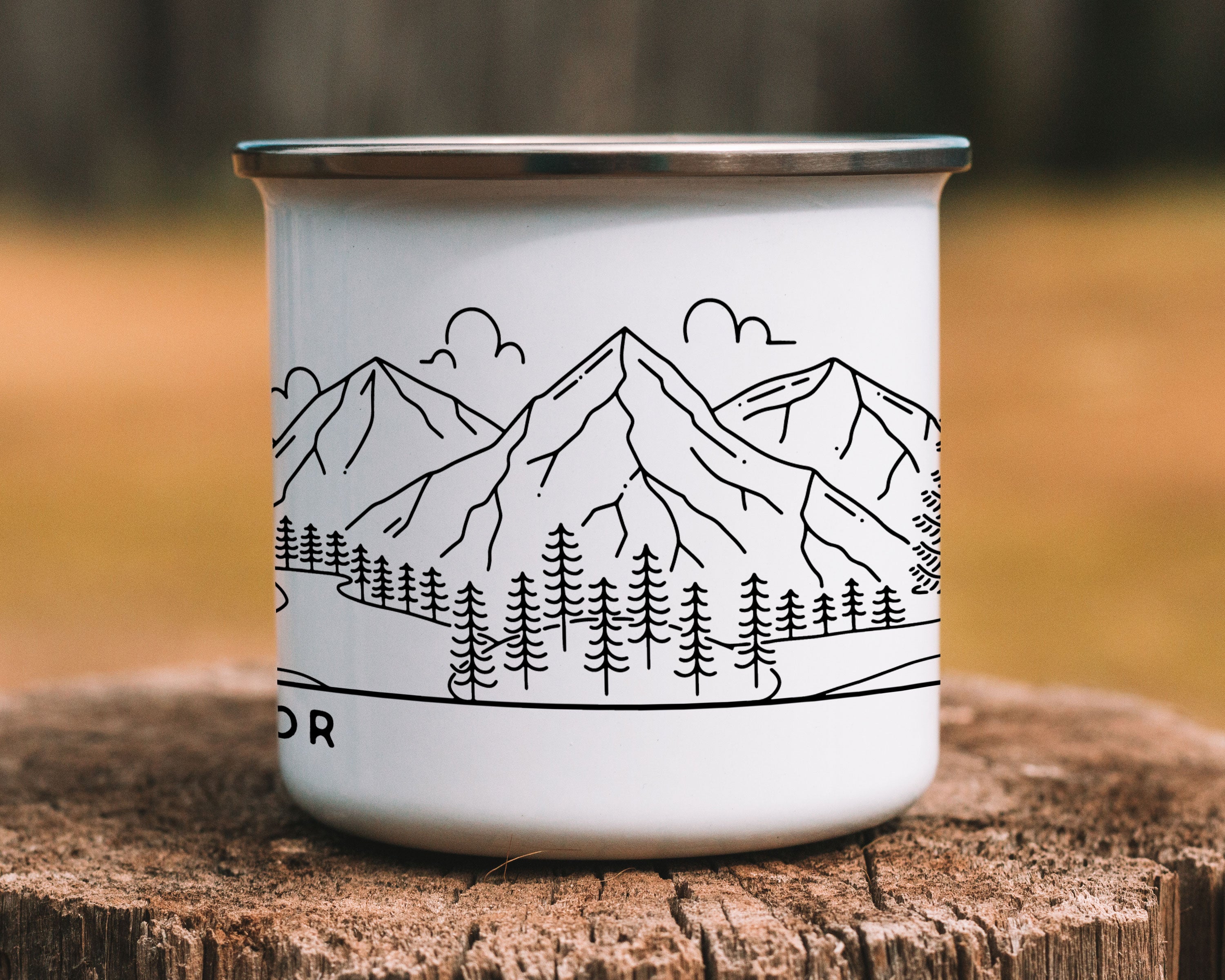 Bride & Groom Mountain Wedding Enamel Camp Mug - Couple 3