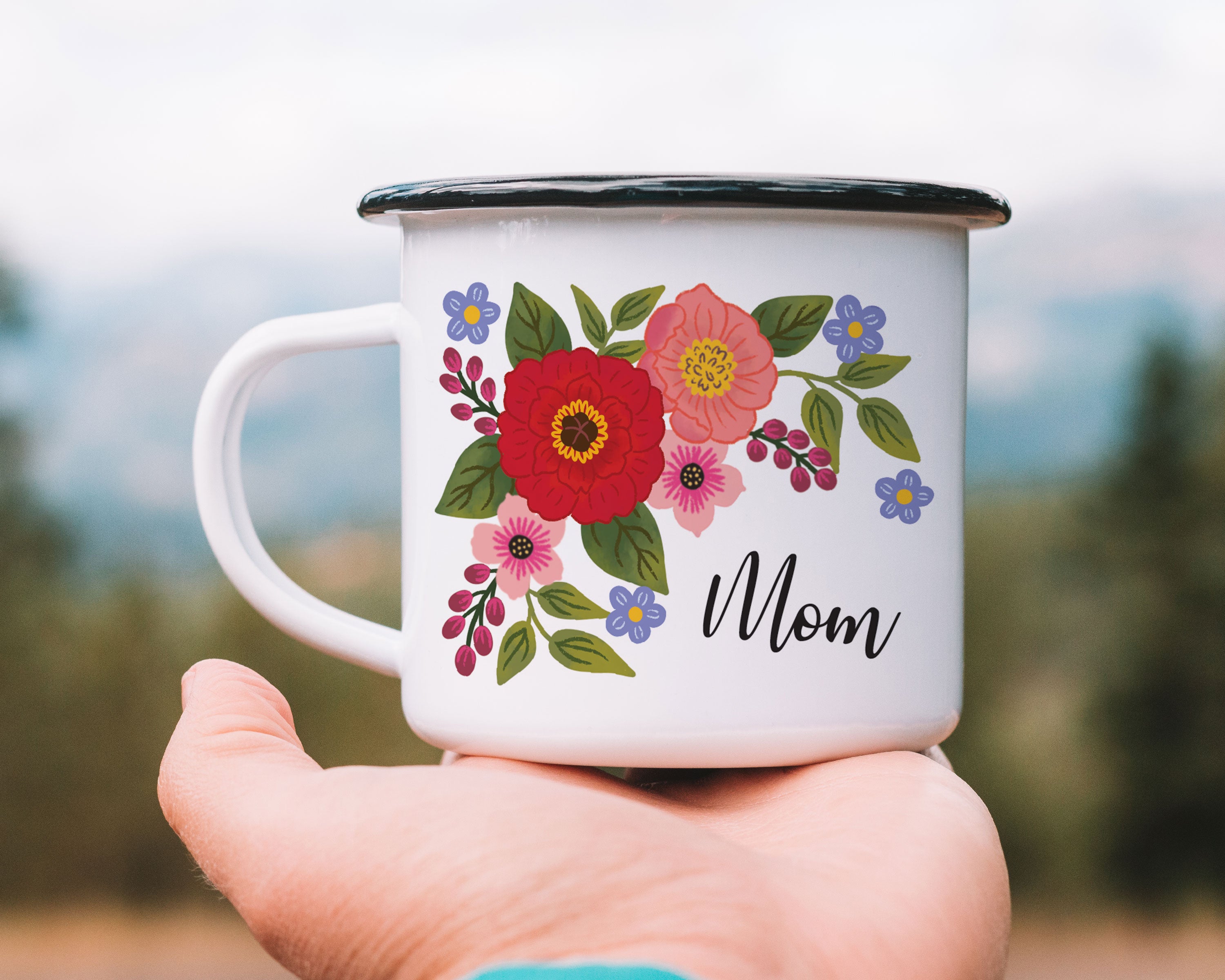 Flower Mom Personalized Camp Mug