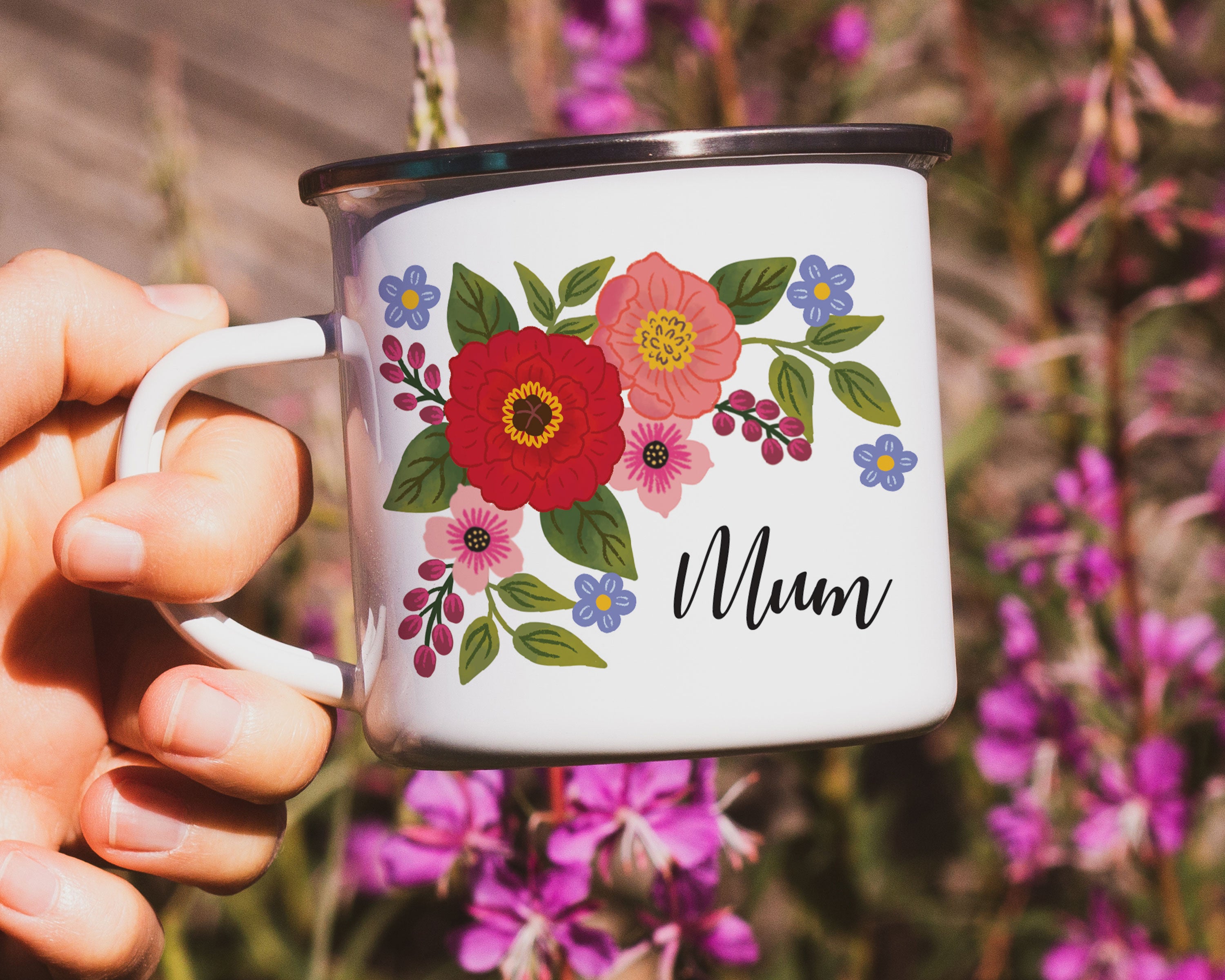 Flower Mom Personalized Camp Mug
