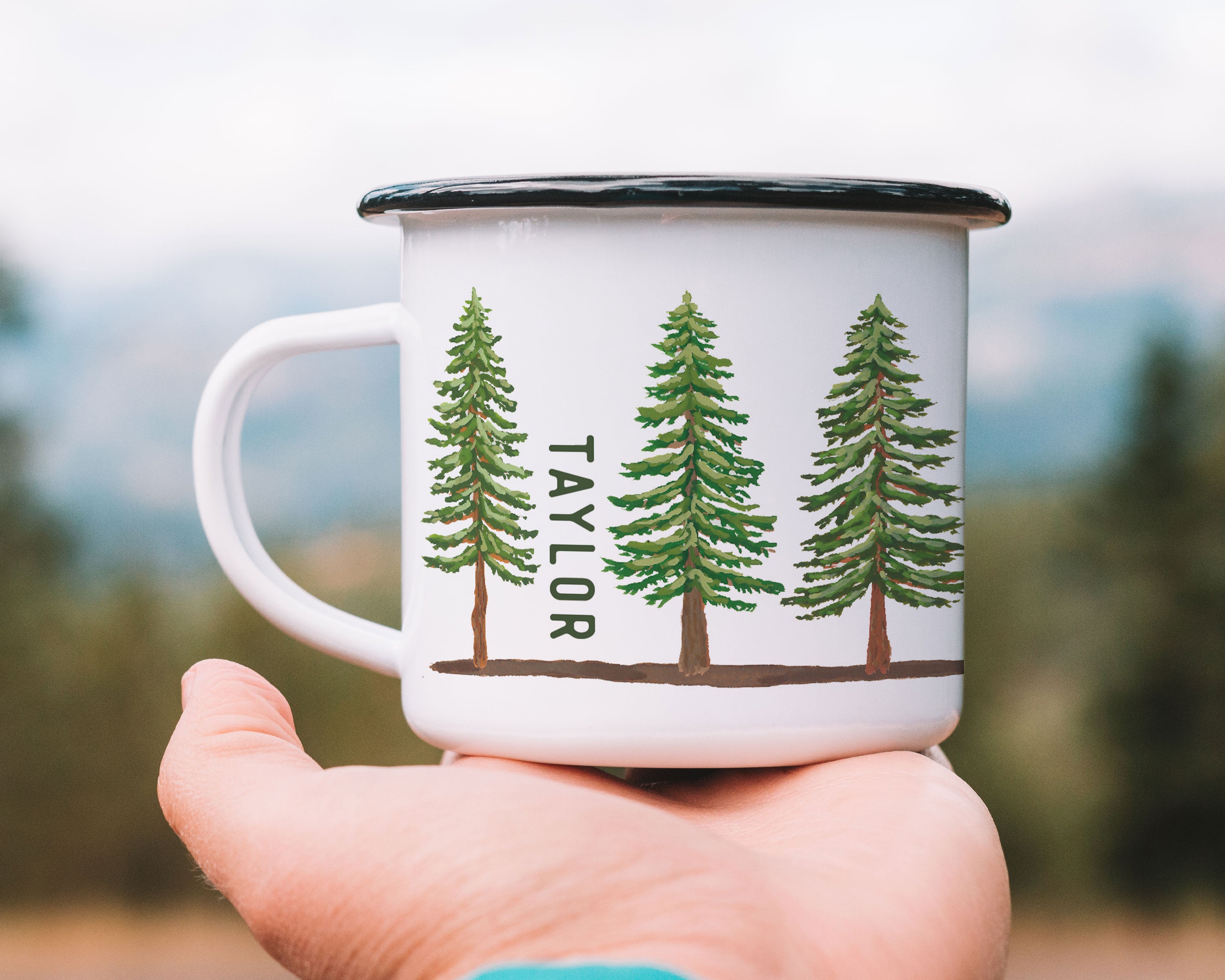 Evergreen Pine Tree Horizontal Personalized Camp Mug