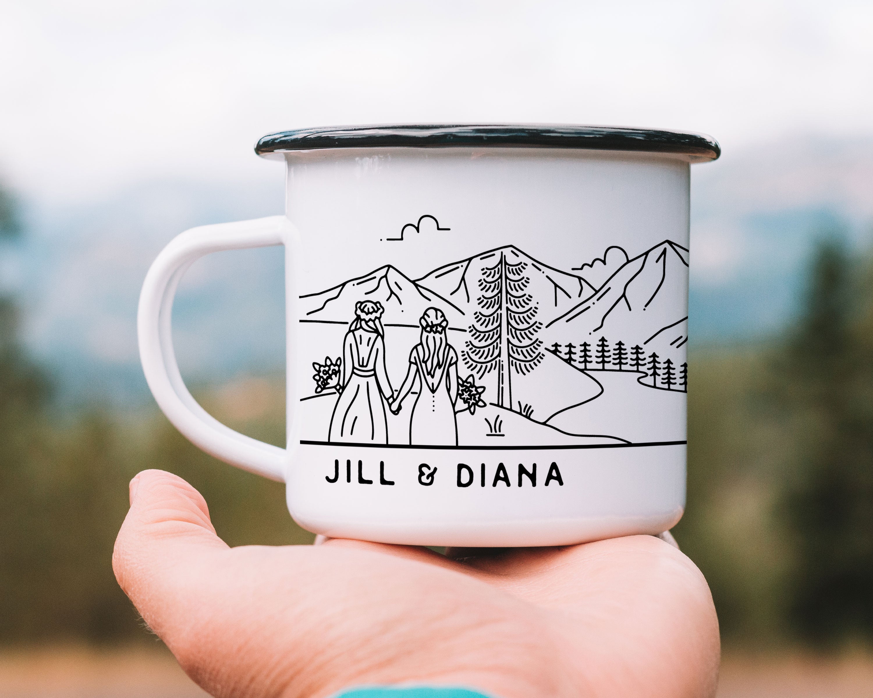 Lesbian Mountain Wedding Personalized Camp Mug