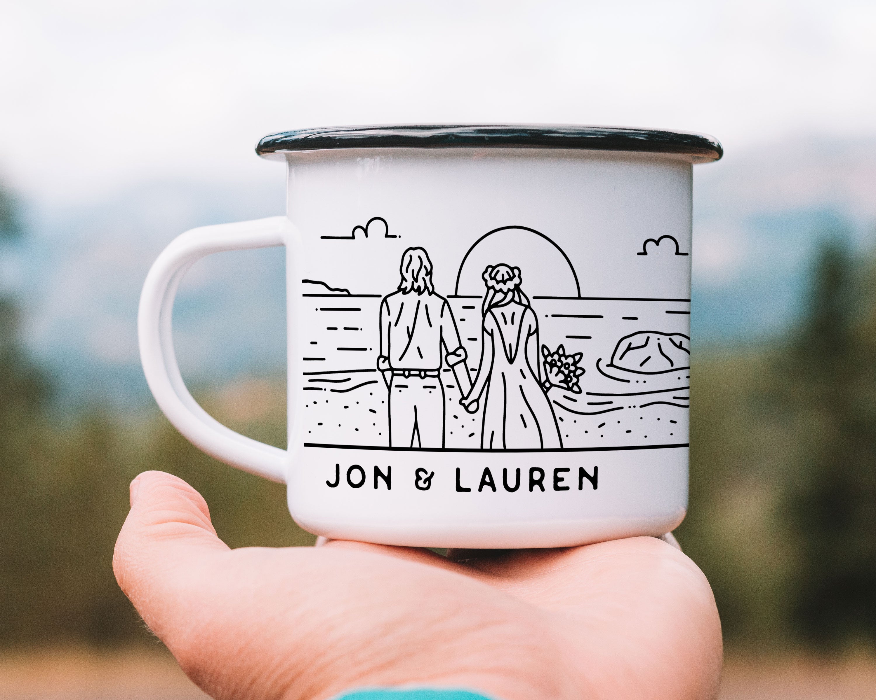 Casual Ocean Wedding Personalized Camp Mug