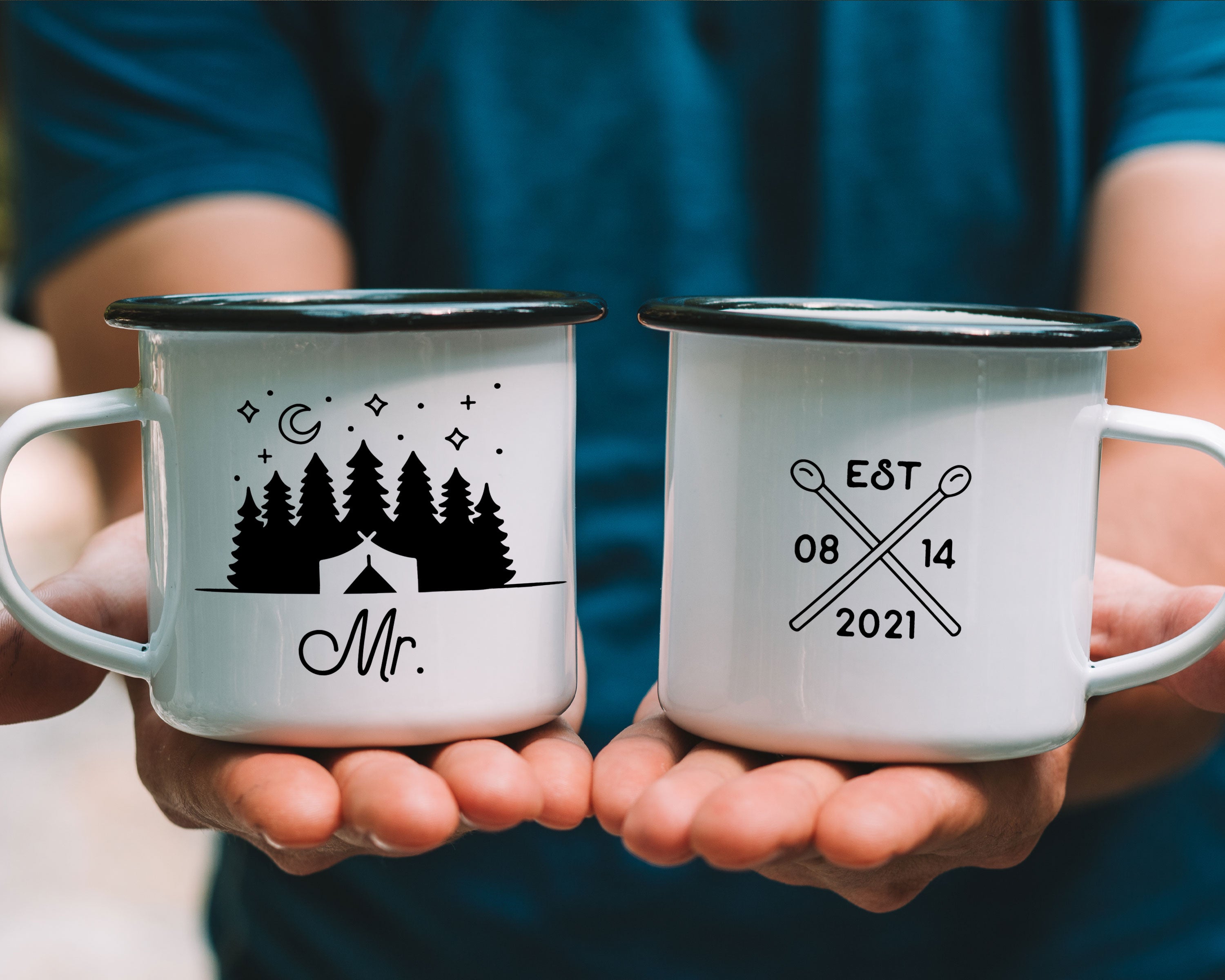 Mr and Mrs Enamel Camp Mug