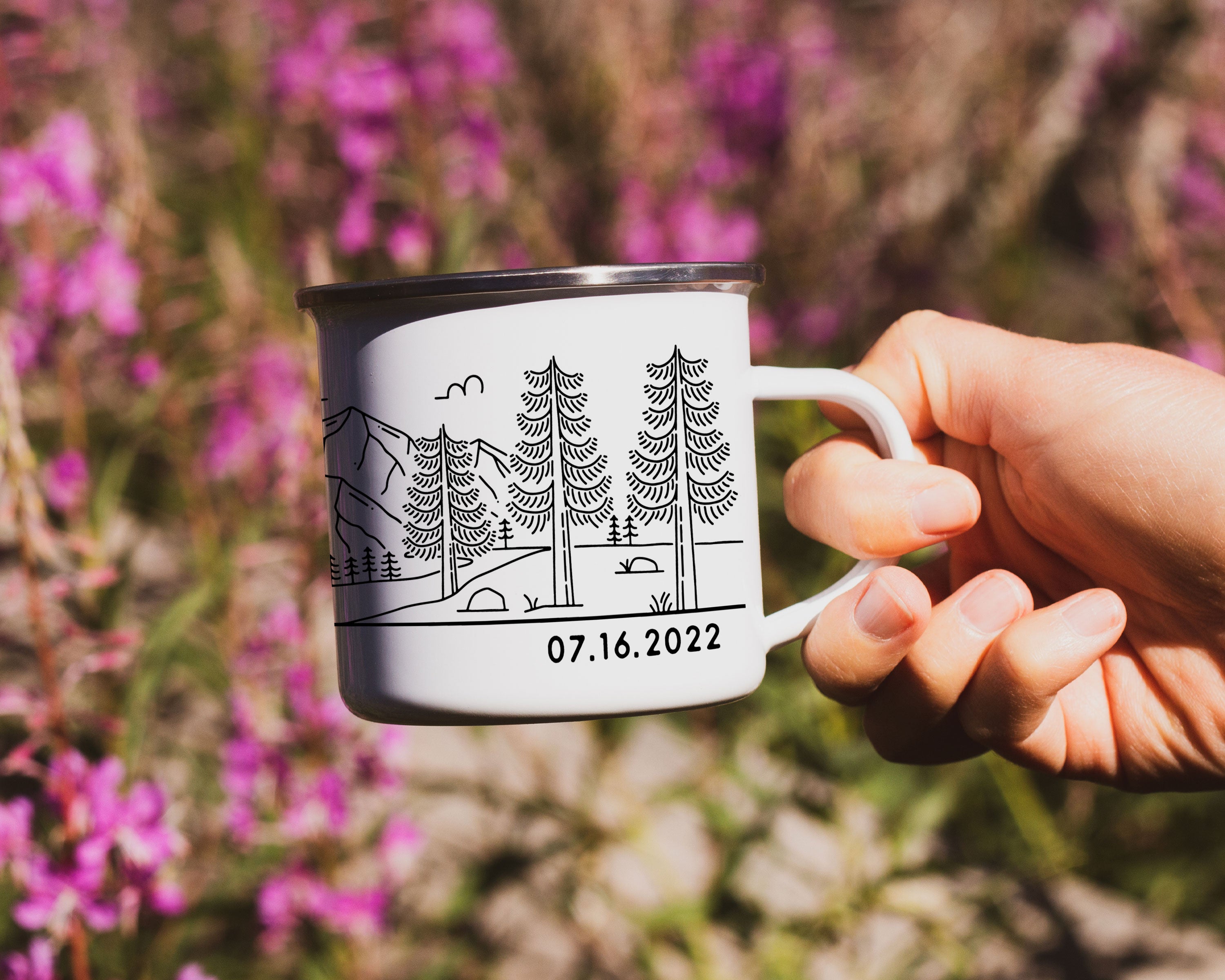 Mountain Bride & Groom Enamel Mug - Couple 2