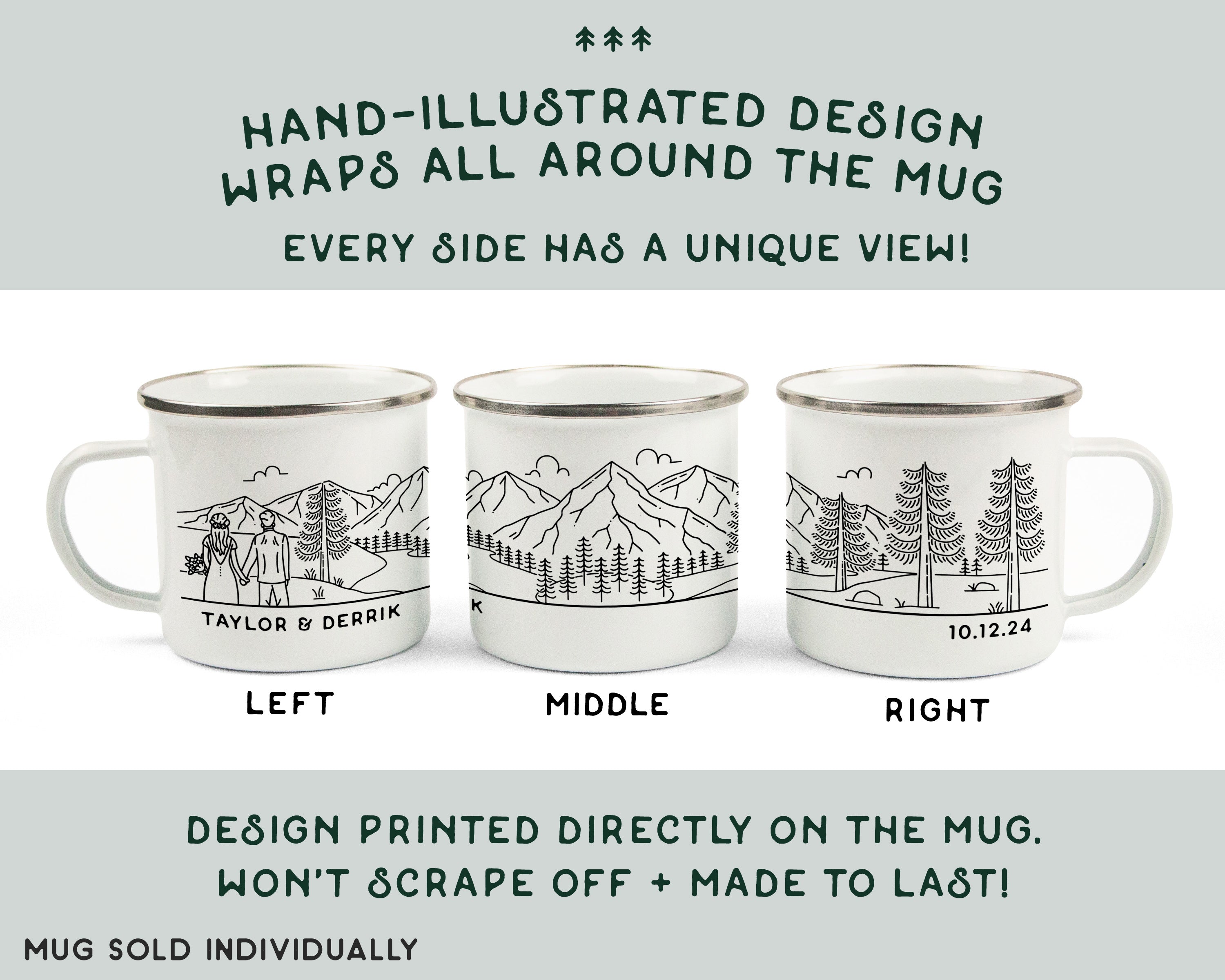 Mountain Bride & Groom Enamel Mug - Couple 3