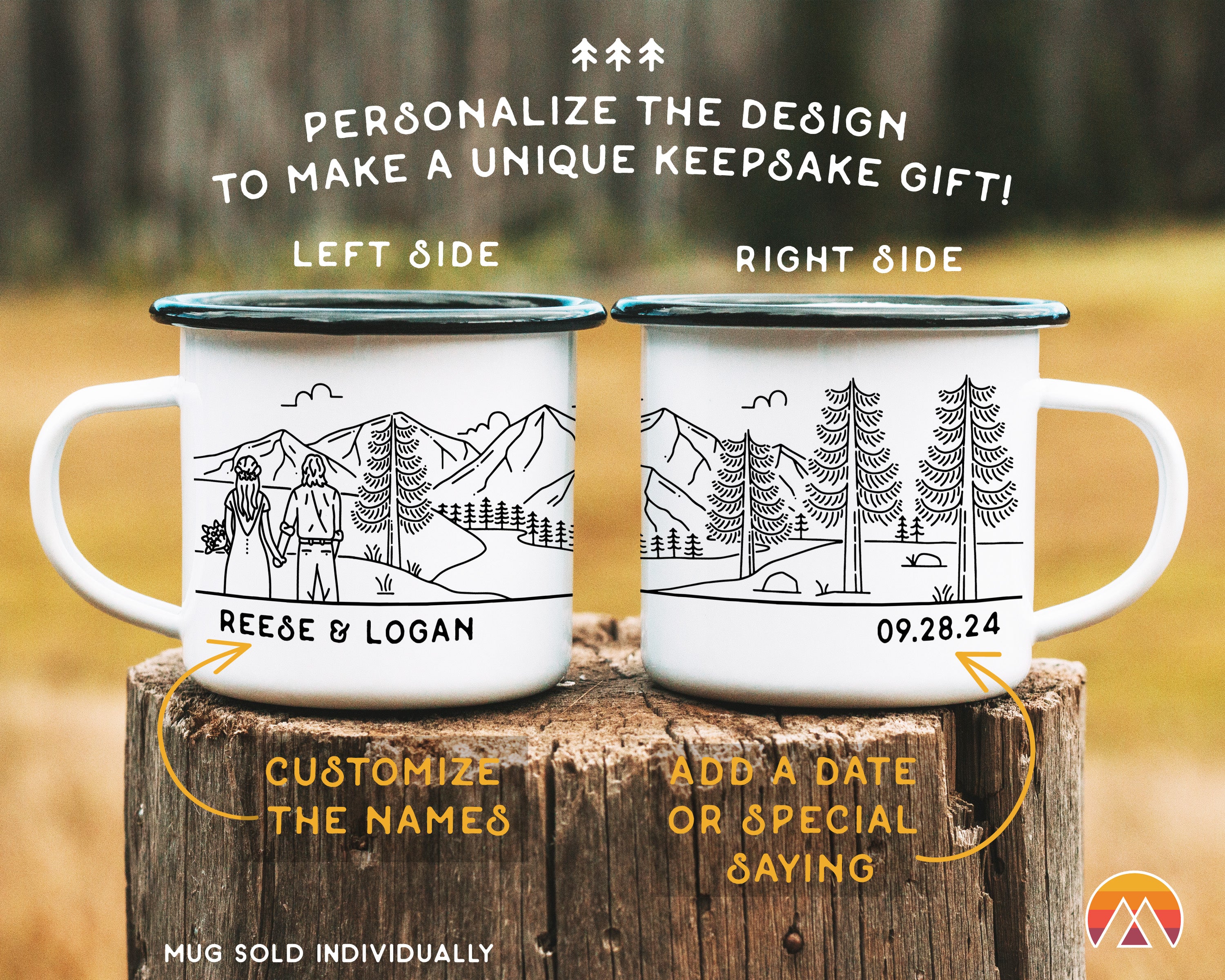 Mountain Bride & Groom Enamel Mug - Couple 8