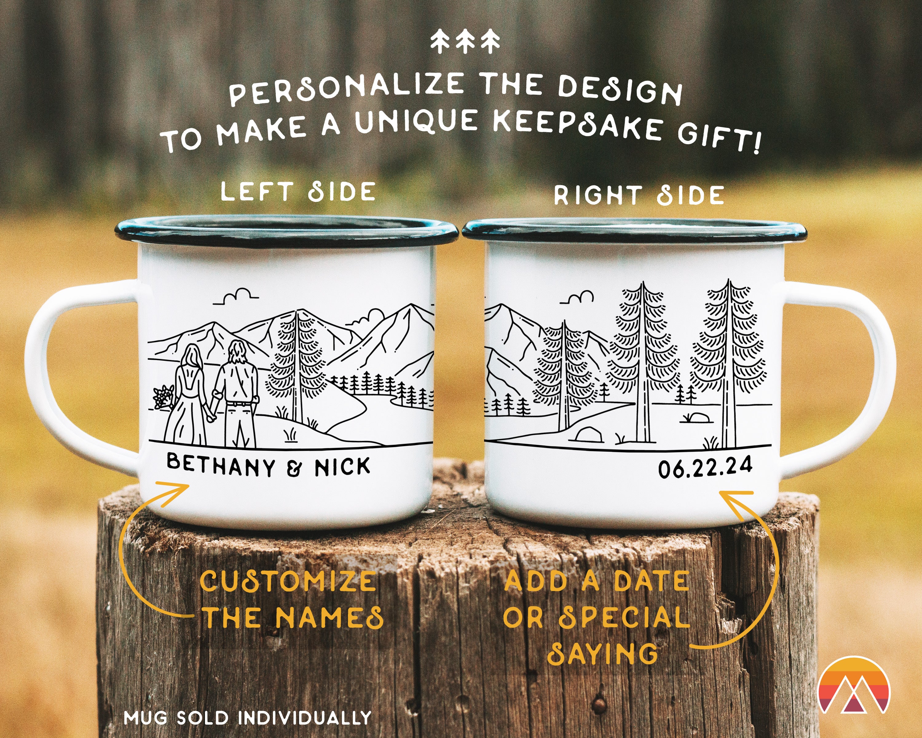 Mountain Bride & Groom Enamel Mug - Couple 7