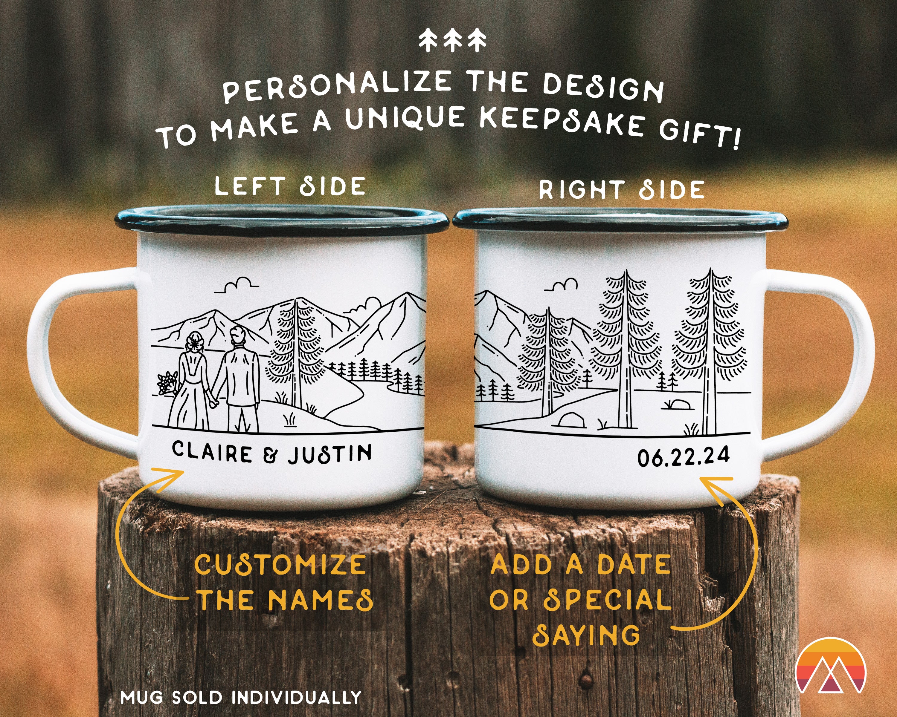 Mountain Bride & Groom Enamel Mug - Couple 4
