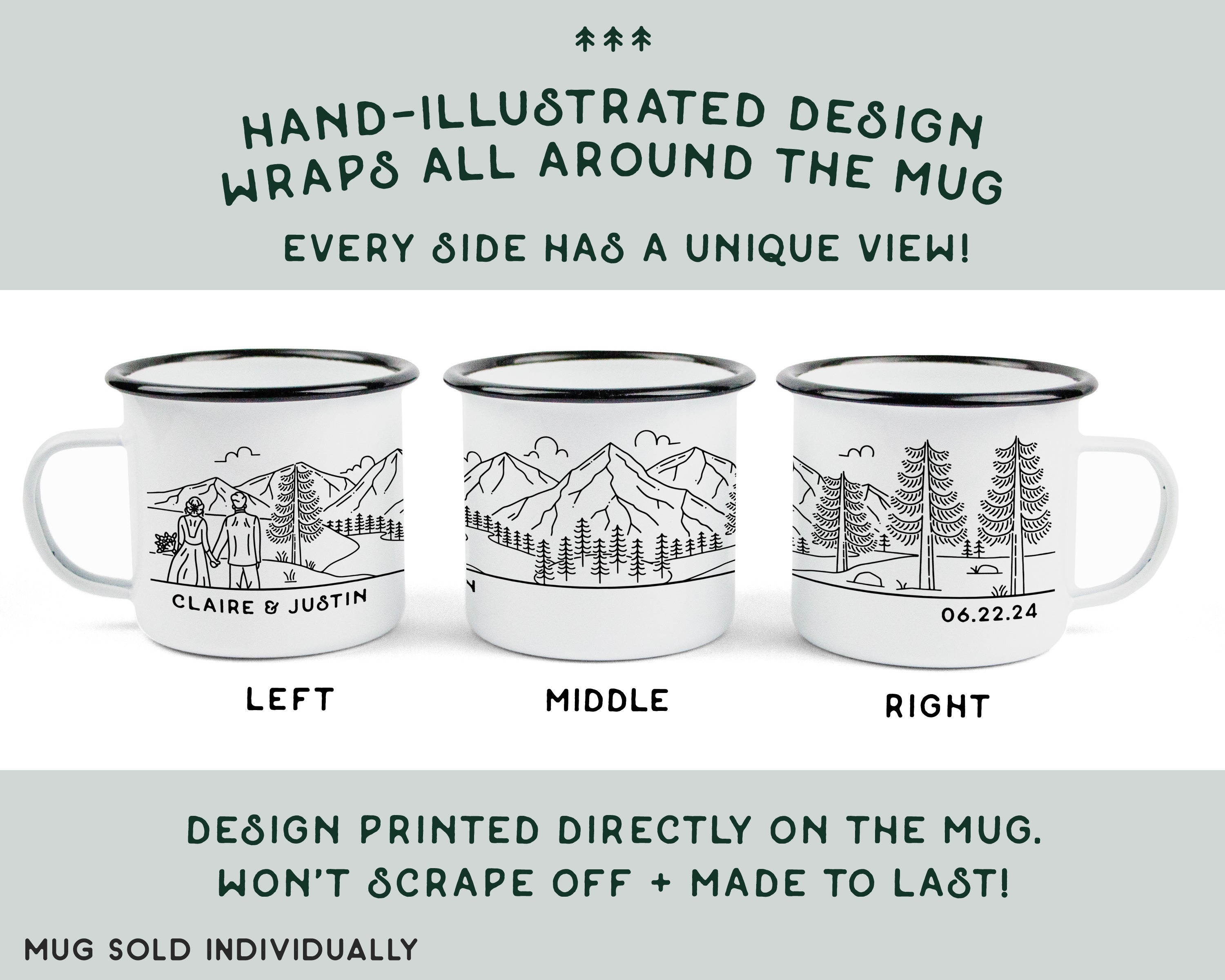 Mountain Bride & Groom Enamel Mug - Couple 4