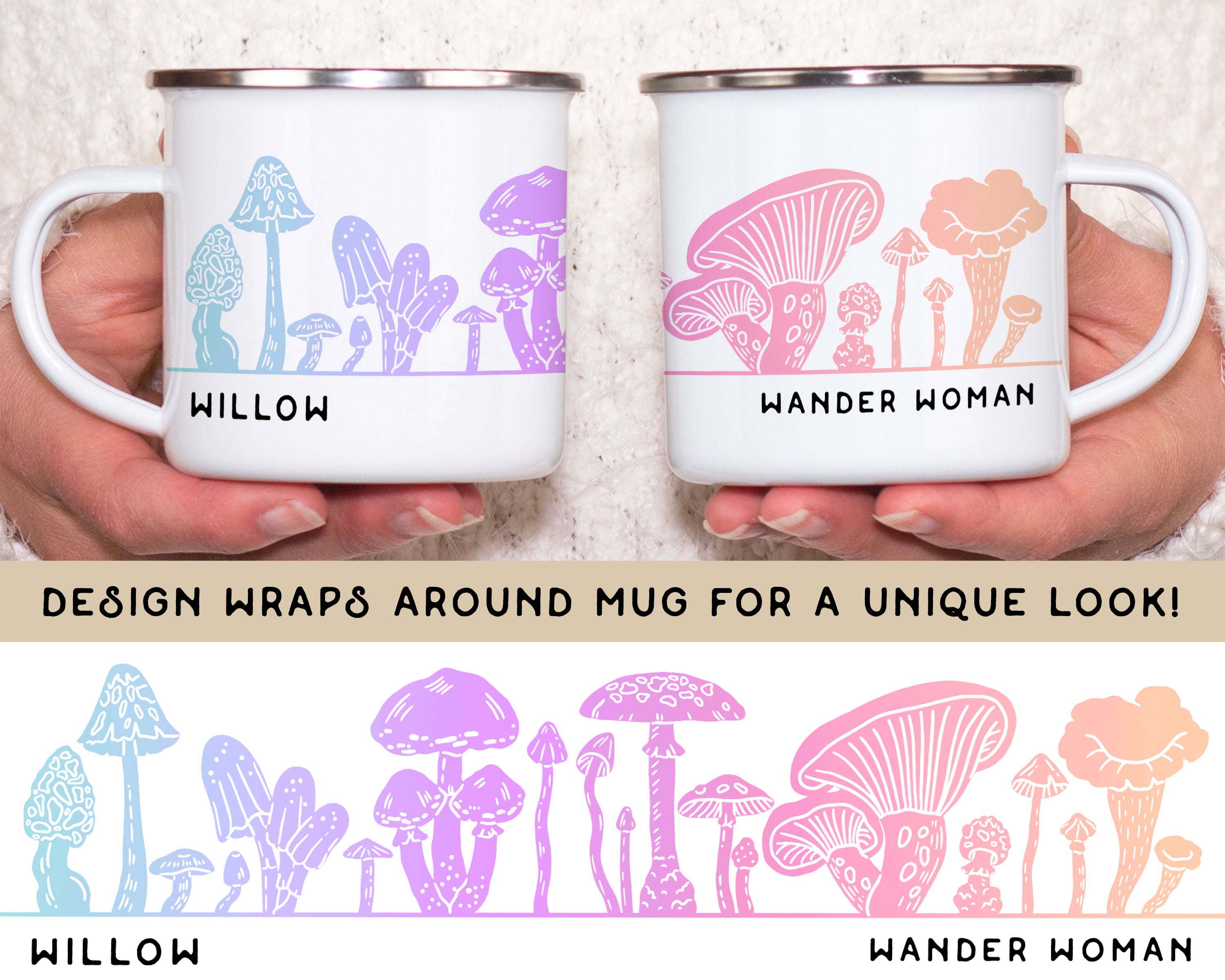 Pastel Mushrooms Personalized Camp Mug