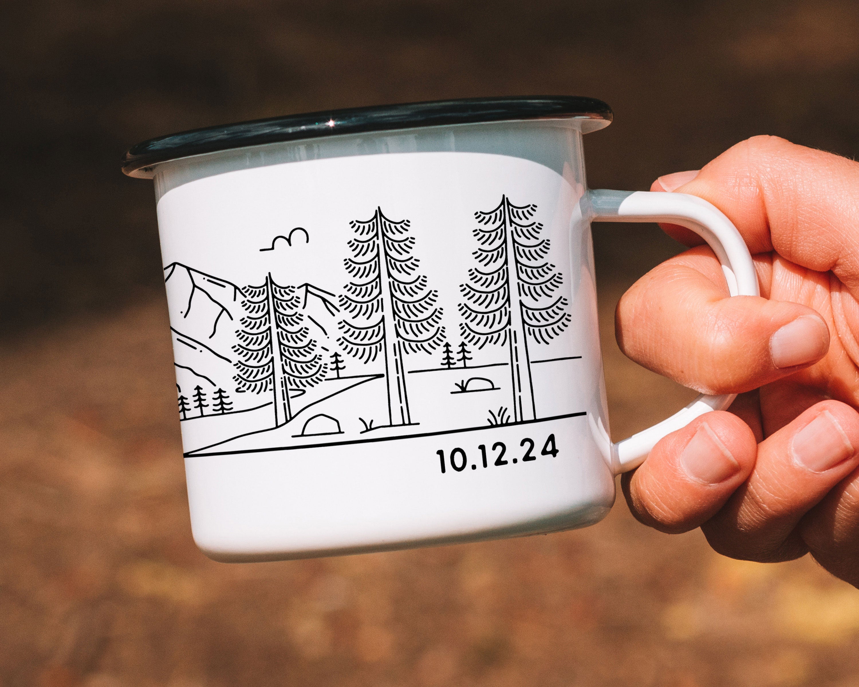 Bride & Groom Mountain Wedding Enamel Camp Mug - Couple 3