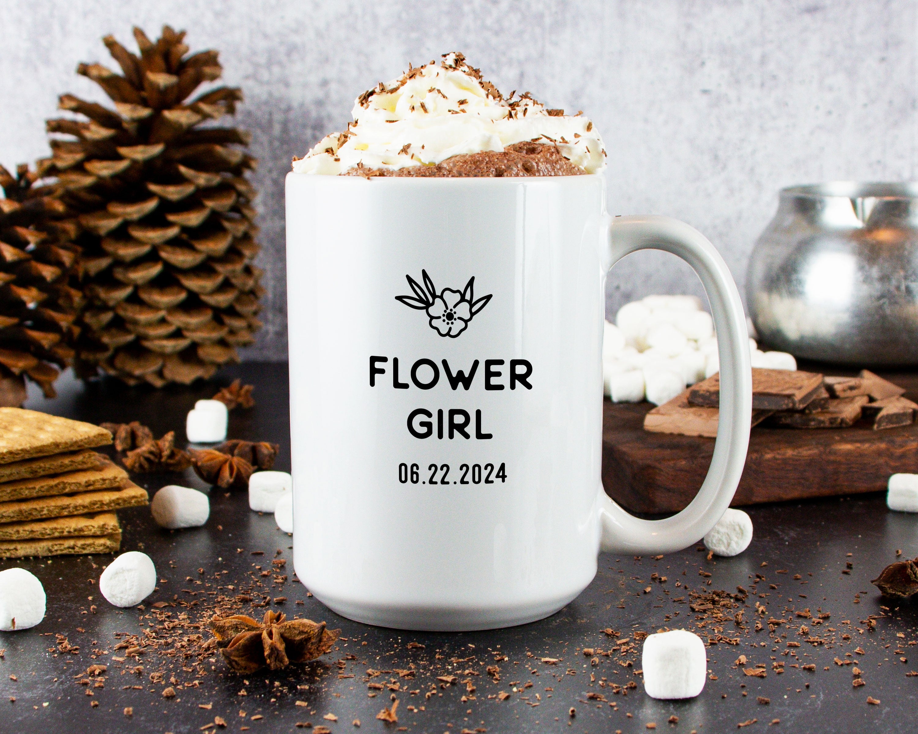 Mountain Floral Frame Bridal Party Mug Glass Mug - Modish Outdoors