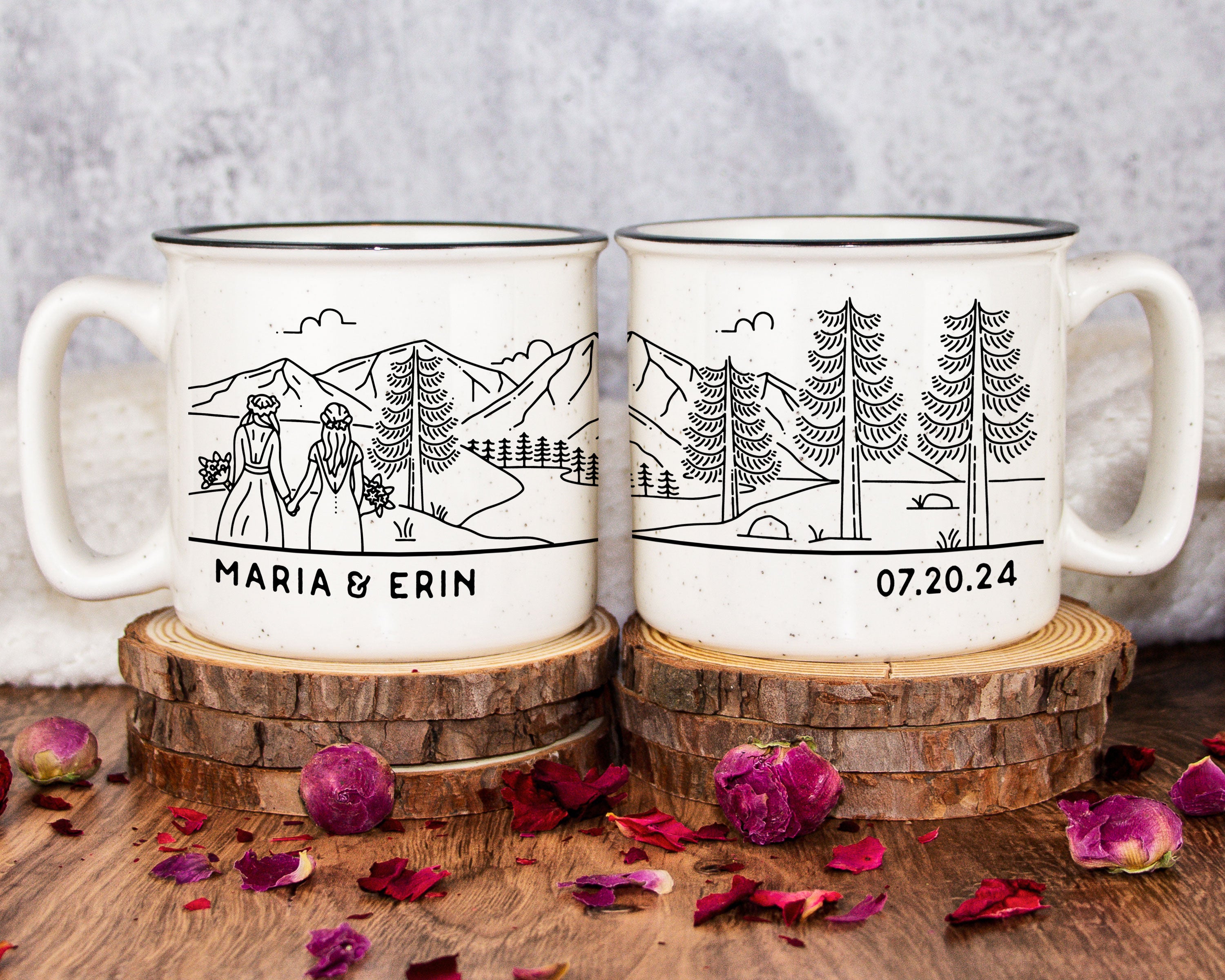Bride & Bride Mountain Wedding Ceramic Camp Mug