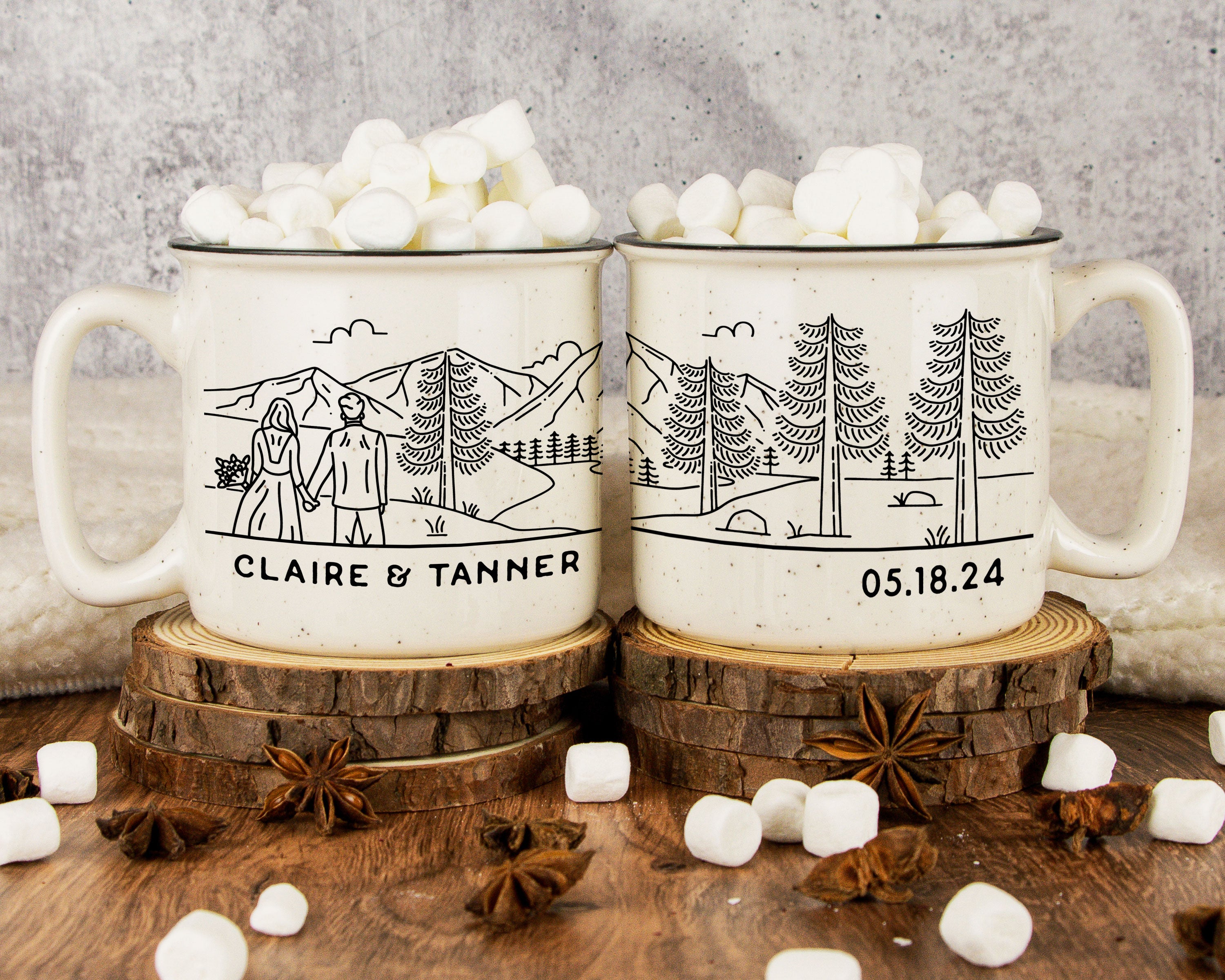 Bride & Groom Mountain Wedding Ceramic Camp Mug - Couple 2
