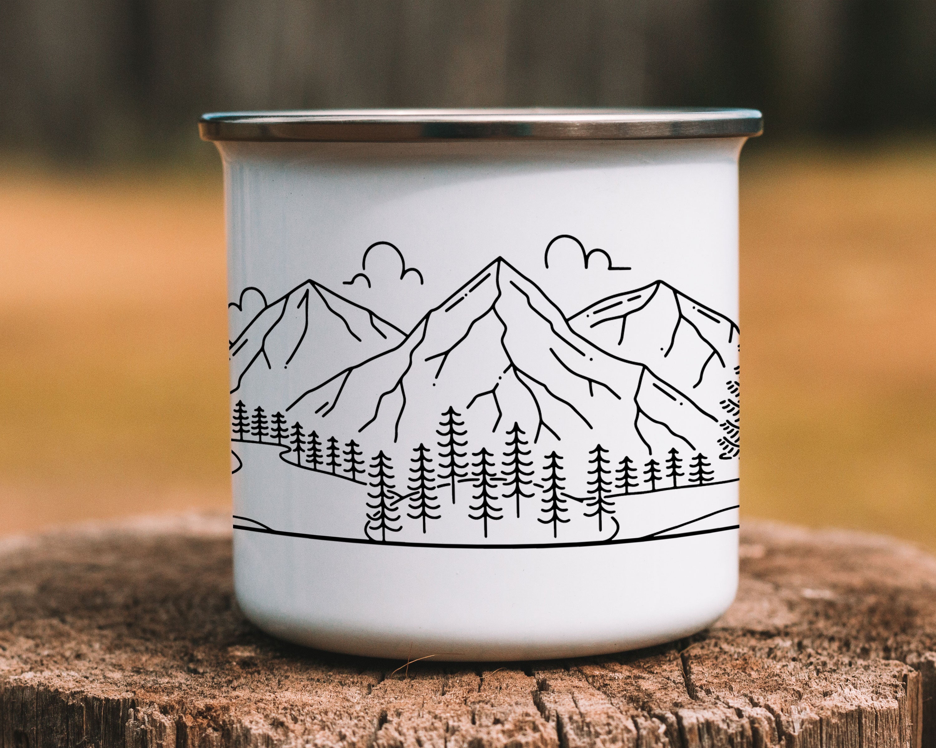 Bride & Groom Mountain Wedding Enamel Camp Mug - Couple 5