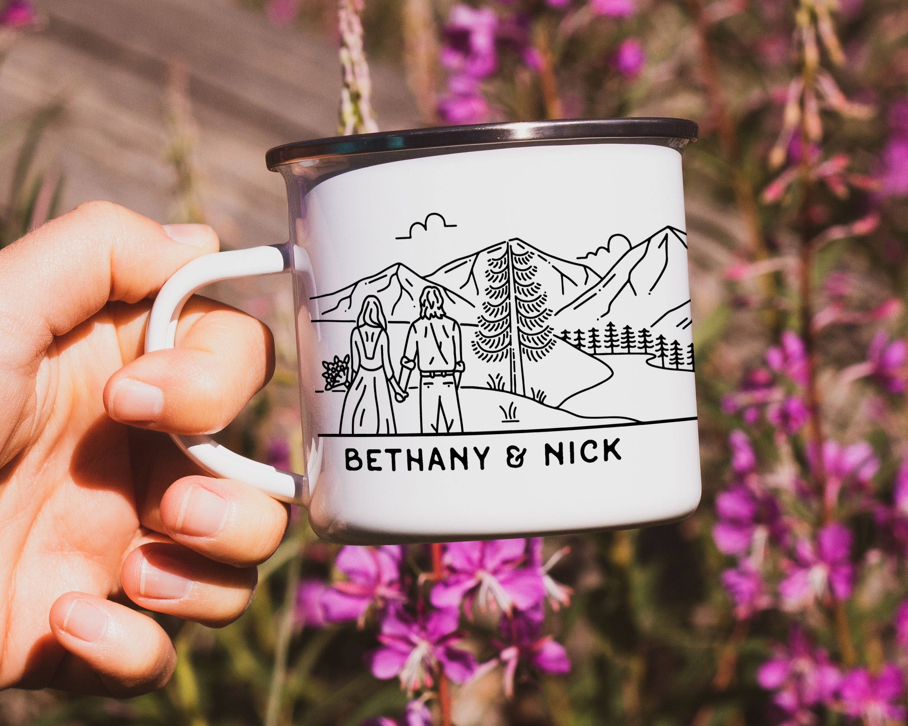 Mountain Bride & Groom Enamel Mug - Couple 7