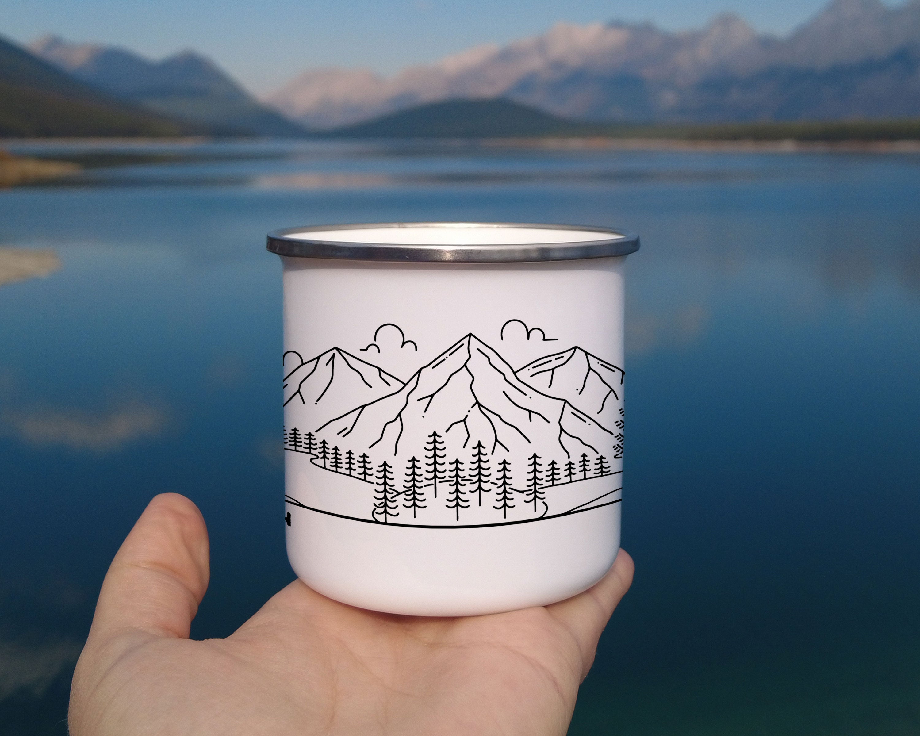 Mountain Bride & Groom Enamel Mug - Couple 4