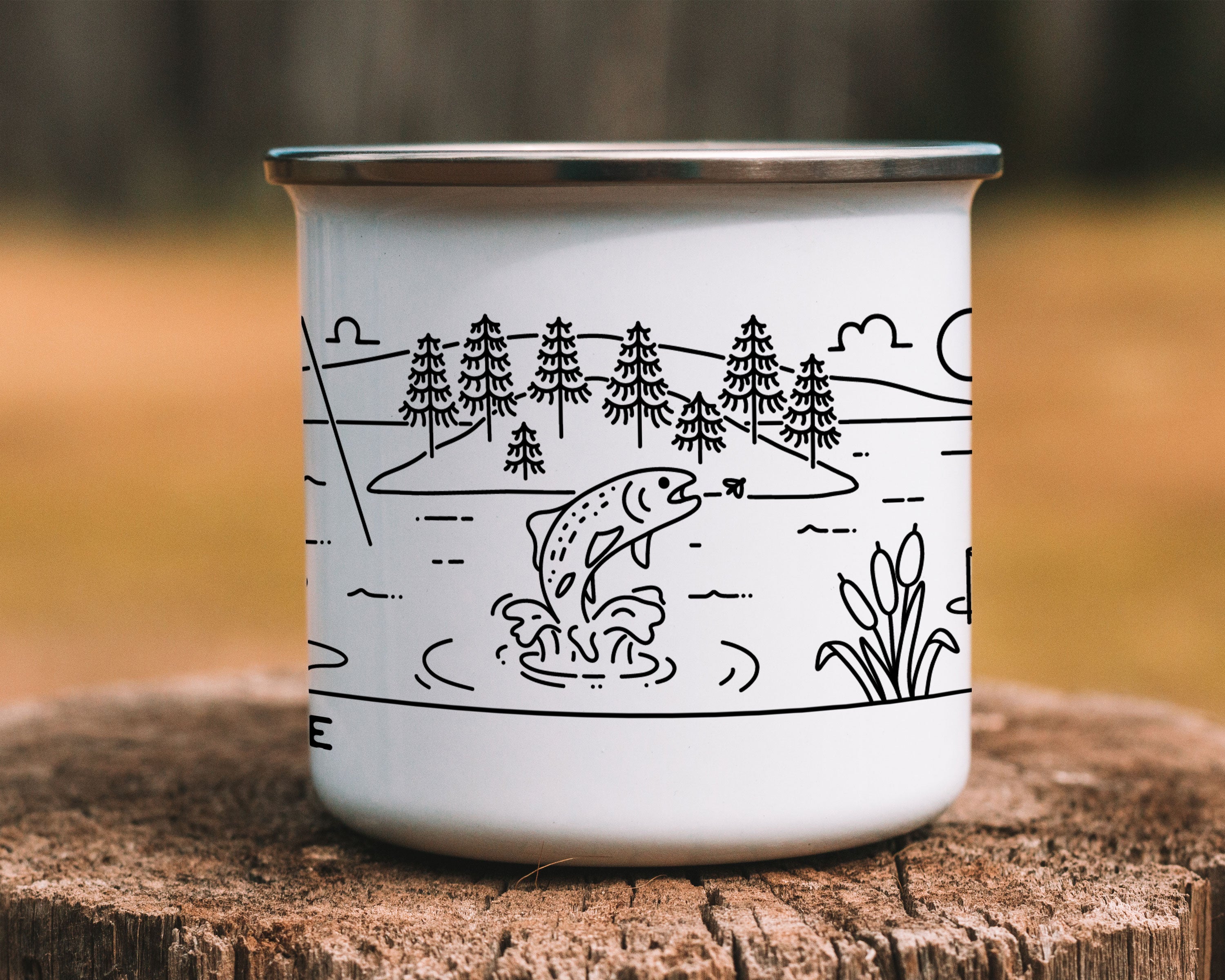 Lake Fishing Bride & Groom Enamel Mug