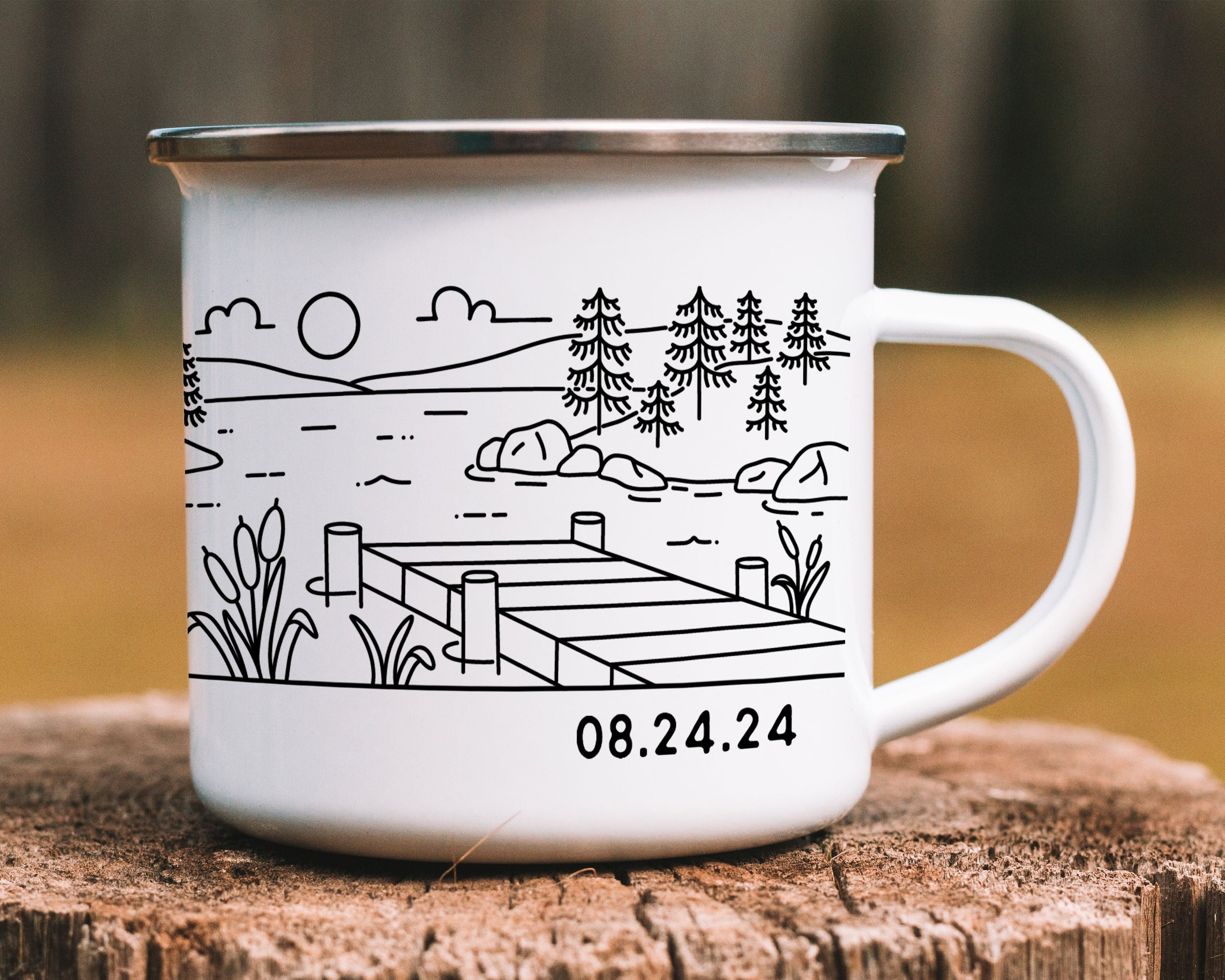 Lake Fishing Bride & Groom Enamel Mug