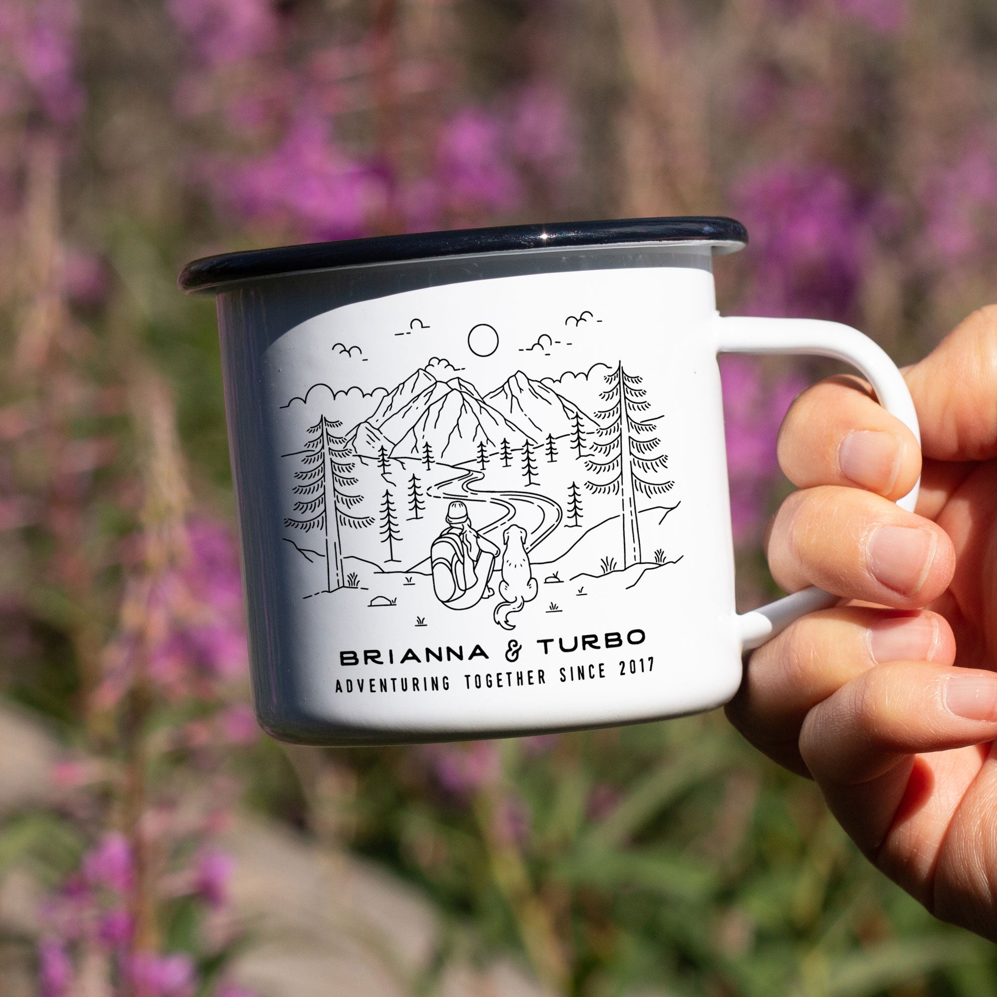 Hiker Dog Mom + Companion Personalized Camp Mug (4616825602101)